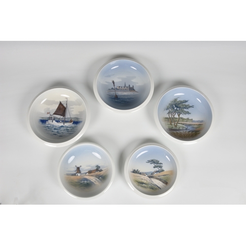 131 - Three Royal Copenhagen bowls, pattern 2528, Kranborg2906, Landscape 2905, Sailboat 2927, heavy circu... 