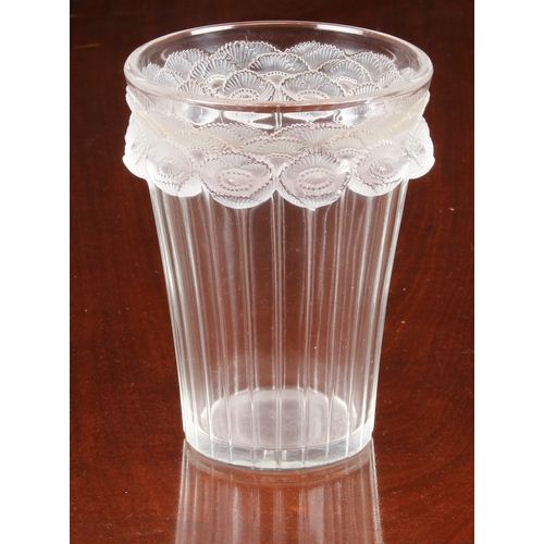 177 - A Lalique 'Boutons D'Or' glass vase, moulded in relief with a triple band of frosted poppy blooms, o... 