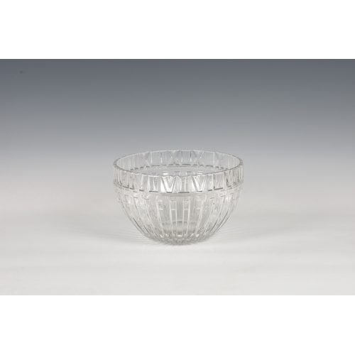 187 - Tiffany & Co -  A large crystal glass Atlas bowl with Roman Numeral decoration, etched mark to base,... 