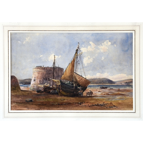 196 - Charles Parsons Knight (British, 1829-1897), Patier, Guernsey, watercolour heightened with white, si... 