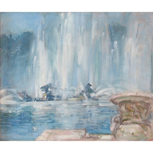 199 - Edmund Blampied R.E. (Jersey, 1886-1966), "Versailles", oil on canvas board, signed lower ... 