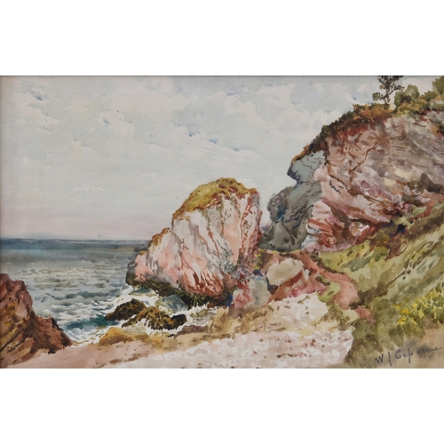 212 - William John Caparne (British, 1855-1940), Rocky coastal landscape, possibly Guernsey, watercolour, ... 