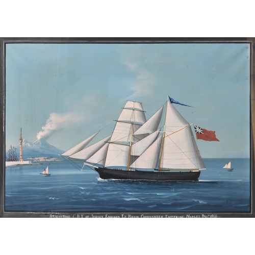 218 - English School, mid 19th century, "Brigantine C.D.T. of Jersey Edward Le Brun Commander enterin... 