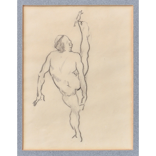 221 - Edmund Blampied RE (Jersey, 1886-1966), Caricature of a Naked Man balancing a Bird on his Toe, conte... 