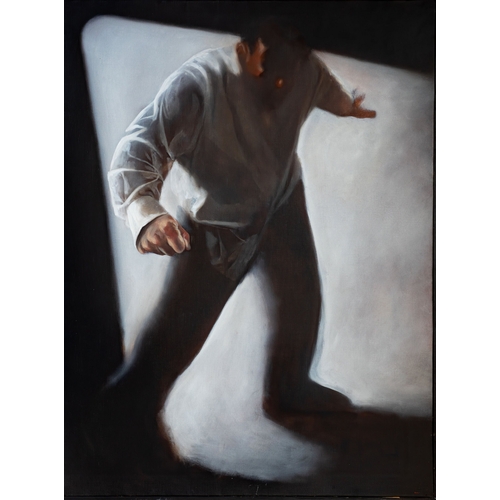 223 - Jason Butler (Jersey, b.1970), Man in the Shadows, oil on canvas, signed lower right in red "Bu... 