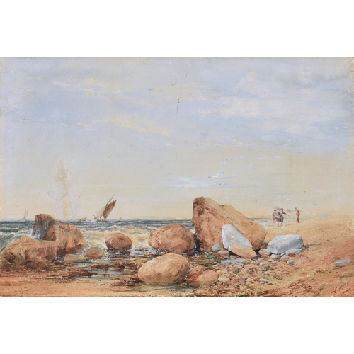 235 - Edgar E. West (British, fl. 1857-1892), Fisherfolk on the Jersey Coast, watercolour, signed and insc... 