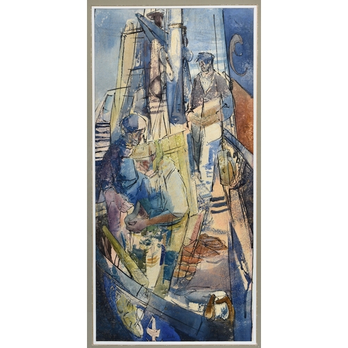 236 - Frederick Sands R.I. (British, 1916-1992), "Concarneau Fishermen", watercolour, signed low... 