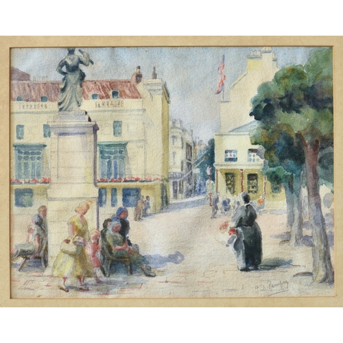 241 - G.D. Remfry (20th century), Royal Square, Jersey, watercolour, signed lower right "G.D. Remfry&... 