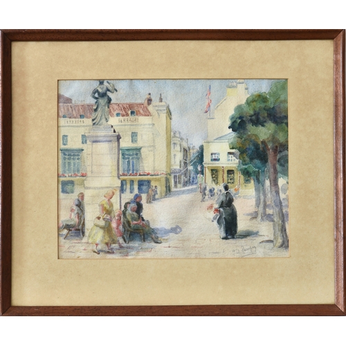 241 - G.D. Remfry (20th century), Royal Square, Jersey, watercolour, signed lower right "G.D. Remfry&... 