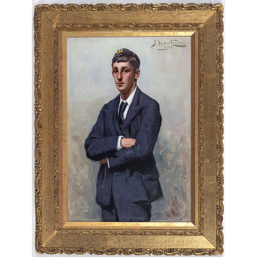 247 - John Helier Lander (Jersey, 1868-1944), Portrait of Charles de la Cloche as a Mercantile Marine Cade... 