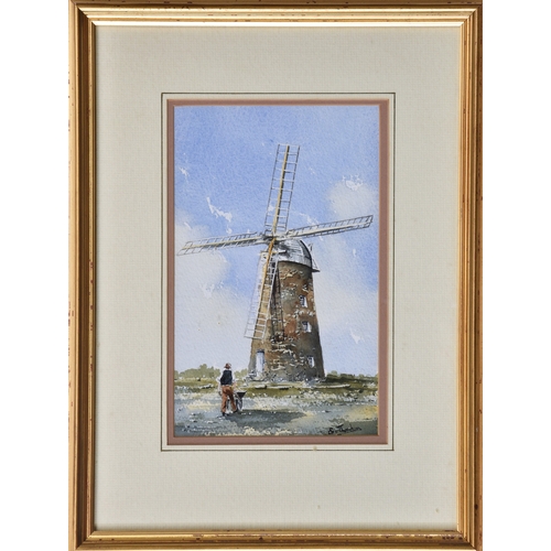 279 - Eric Thompson (British, 20th century), Windmill, watercolour, signed lower right, framed, 10½ x 6½in... 