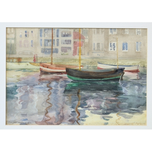 294 - Margaret Waller (British, 20th century), Harbour reflections, St Peter Port, Guernsey, watercolour, ... 