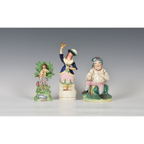 30 - A Walton Staffordshire pearlware bocage figure, with a pastoral theme which features a girl playing ... 