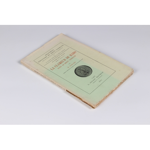 312 - Pissard, H, La Clameur de Haro dans le Droit Normand, Caen, L. Jouan, 1911, original printed green p... 