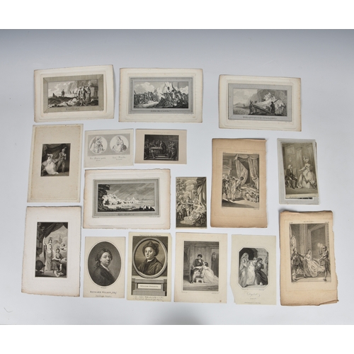 322 - A large collection of 18th and 19th century engravings and book plates, housed in marble boards, tog... 