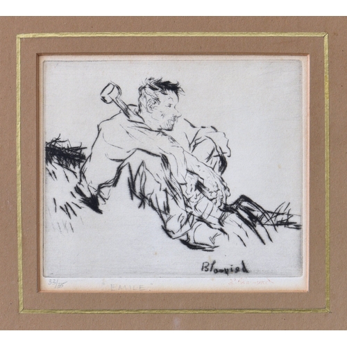 329 - Edmund Blampied RE (Jersey 1886-1966), "Emile", drypoint etching, signed in red lower righ... 