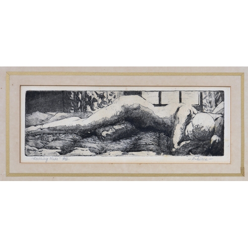 330 - Patricia Miller (British, late 20th century), "Reclining Nude", etching and aquatint, sign... 