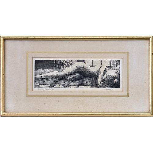 330 - Patricia Miller (British, late 20th century), "Reclining Nude", etching and aquatint, sign... 