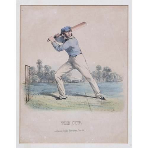 335 - Cricket interest - six hand coloured lithographic plates from Nicholas Wanostrocht, Felix on the Bat... 