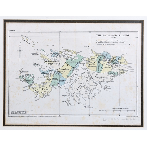 370 - Edward Stanford - 1936 map of The Falkland Islands, based on Admiralty charts No's 1354A and 1354B, ... 