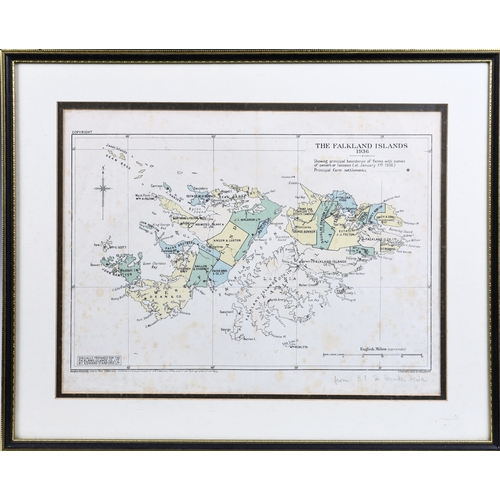 370 - Edward Stanford - 1936 map of The Falkland Islands, based on Admiralty charts No's 1354A and 1354B, ... 