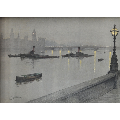 383 - After Cecil Charles Windsor Aldin RBA (British, 1870-1935), The Thames, chromolithograph, signed in ... 