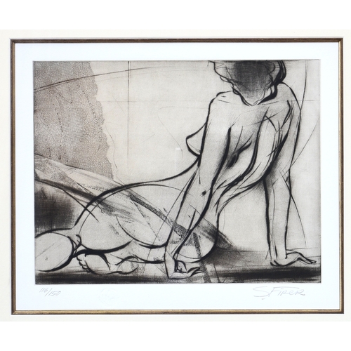 384 - Sergei Firer (Russian, b.1954), Reclining Nude, etching, signed in pencil lower right and numbered i... 