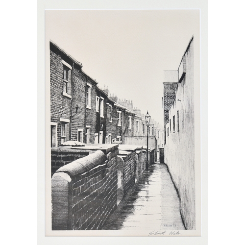 386 - Stuart Walton (British, b.1933), Back of Terraced Houses, lithograph, signed and dated '73 in print ... 