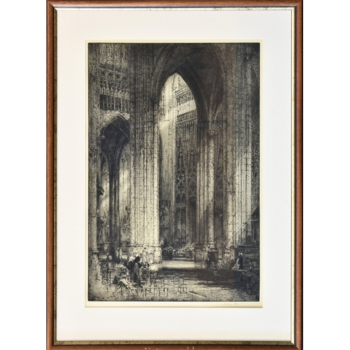 394 - Hedley Fitton RE (British, c.1859-1929), Cathedral Interior, etching, signed in pencil lower right, ... 