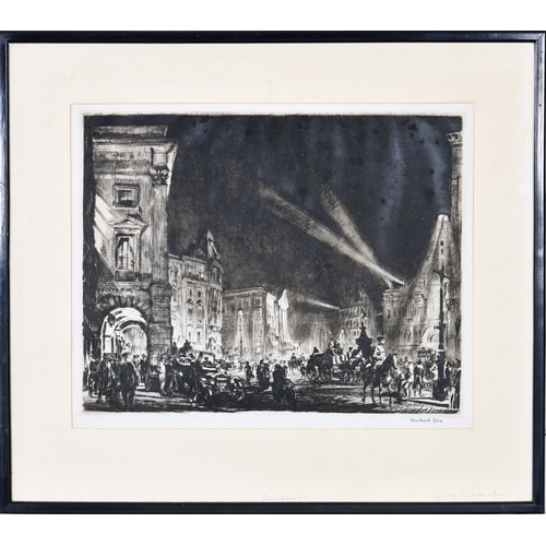 396 - Sir Muirhead Bone NEAC, HRSA, HRWS (Scottish, 1876-1953), Piccadilly Circus at Night, drypoint etchi... 