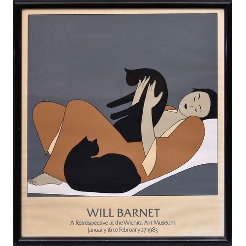 411 - Will Barnet (American, 1911-2012), 'Woman and Cats', 1983 unsigned Serigraph, poster Originals Ltd #... 