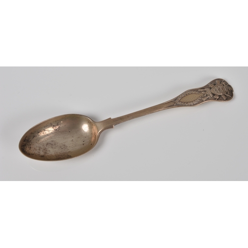 433 - A Jersey Militia silver prize table spoon, maker's mark John Pope Genge (Jersey), London 1895 hallma... 