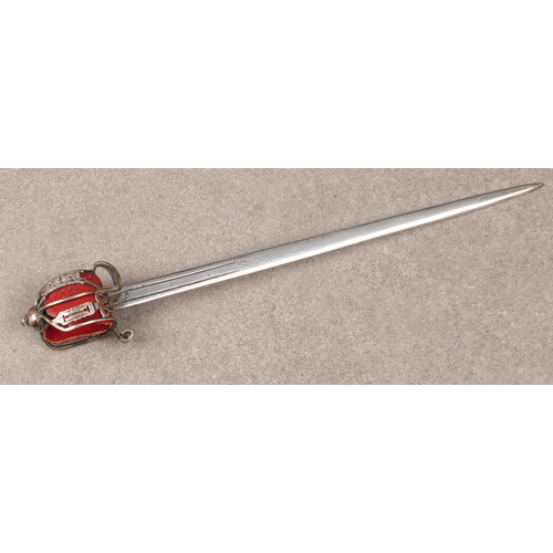 448 - A Victorian Scottish novelty silver letter opener in the form of a Scottish court sword, Hamilton & ... 