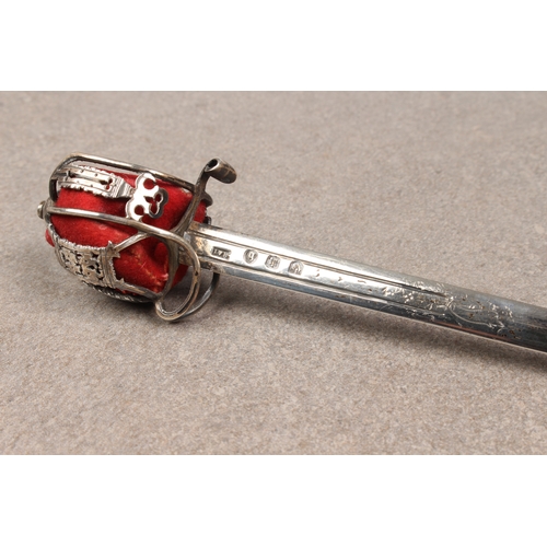 448 - A Victorian Scottish novelty silver letter opener in the form of a Scottish court sword, Hamilton & ... 