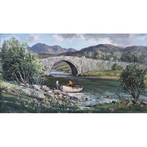 502 - Rowland Hill ARUA (Irish, 1915-1979), Lackagh Bridge, Donegal, oil on canvas, signed lower right, fr... 