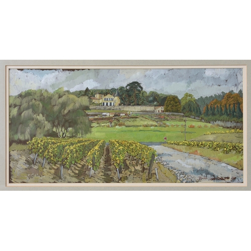 510 - Tom Pomfret (French, 1920-1997), Chateau Lafite Rothschild, France, mixed media on paper, signed, in... 