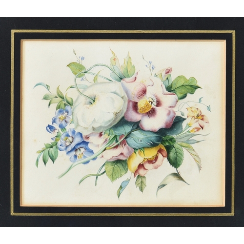 518 - English School, late 19th century, Spray of Flowers, watercolour, framed, 6 x 7½in. (15.2 x 19cm.).