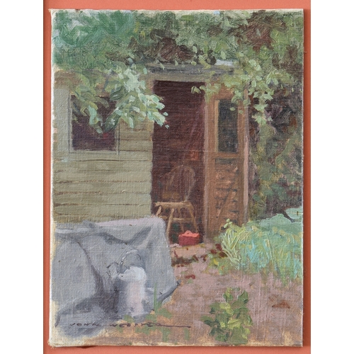 520 - Vice Admiral Sir John Morrison Webster RSMA (British, 1932-2020), The Garden Shed, oil on canvas boa... 