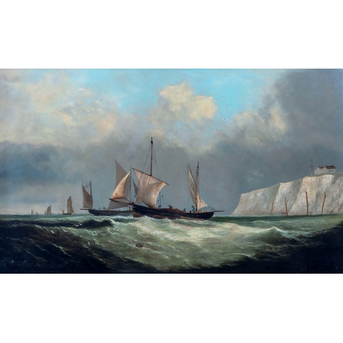 534 - George Stainton (British, fl.1866-1890), Fishing boats off the south coast, oil on canvas, signed lo... 