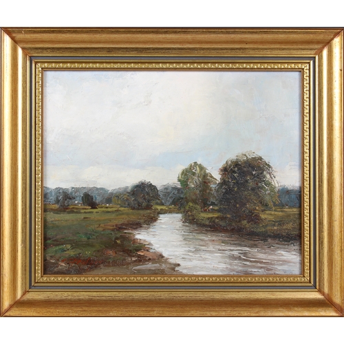 548 - John Foulger (British, 1943-2007), 'The River Stour at Dedham', oil on hardboard, signed lower left,... 