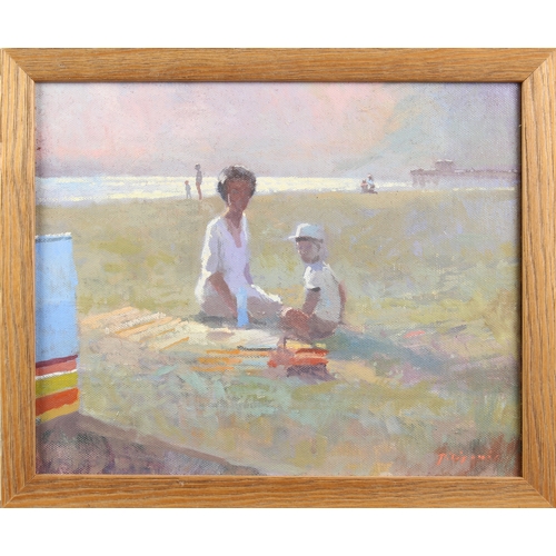 559 - Zlatan Pilipovic (b.1958 Sarajevo), Mother and Child by the Sea, oil on canvas, signed lower right, ... 