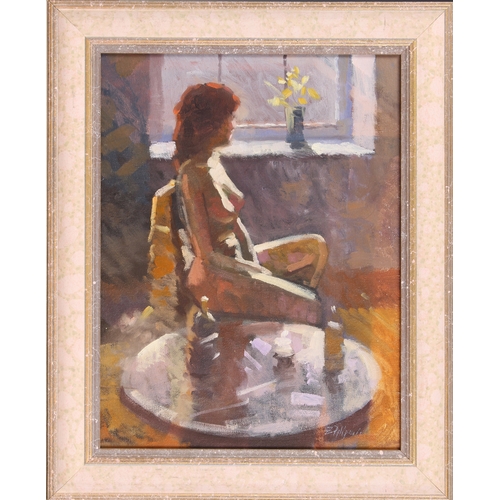 564 - Zlatan Pilipovic (b.1958 Sarajevo), Female Nude by a Window, oil on hardboard, signed lower right Z... 