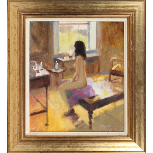 566 - Zlatan Pilipovic (b.1958 Sarajevo), Female Nude in an Interior, oil on canvas board, signed lower ri... 