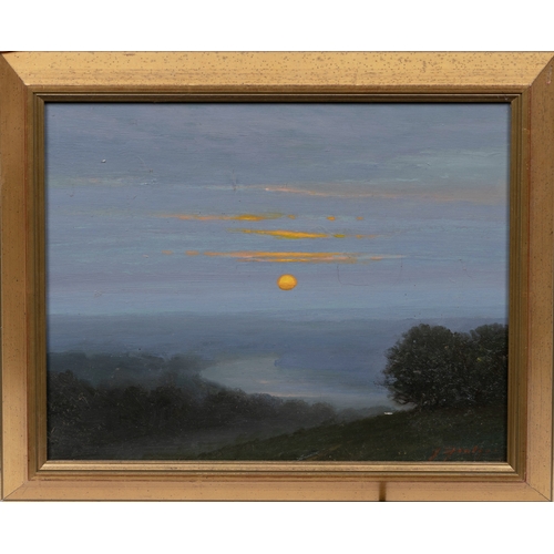 586 - John Foulger (British, 1943-2007), Twilight, Richmond Hill, oil on hardboard, signed lower right, ... 