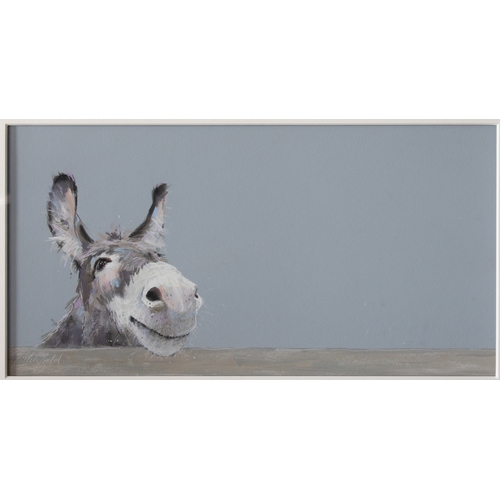 632 - Nicky Litchfield (British, 21st century), Donkey, pastel on board, signed lower left, limed wooden f... 