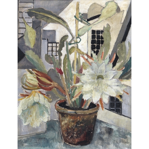 633 - Julie de Holmberg Krohn (Norwegian, 1882-1956), Still life of an Orchid Cactus (Epiphyllum) in an in... 