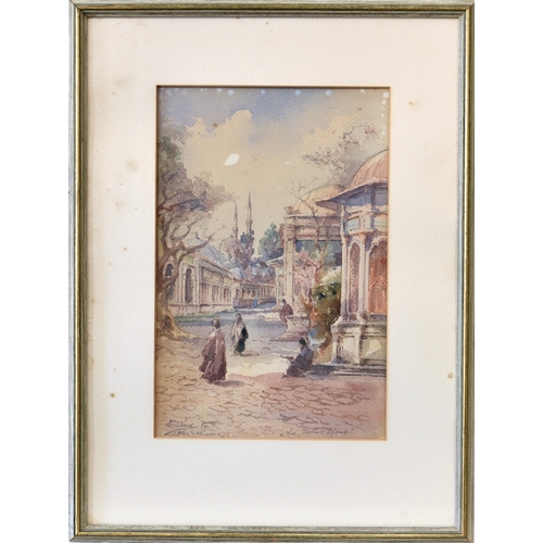 634 - French School (second quarter 20th century), Street scenes with figures, Istanbul, Turkey, a pair, w... 