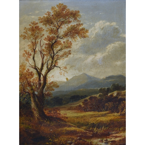 636 - William Porteous, RSA (Scottish, 1831-1882), "Pentland Hills", Scotland, oil on panel, sig... 