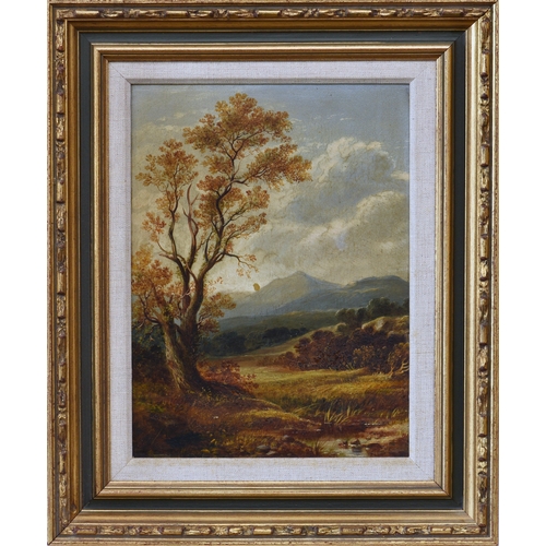 636 - William Porteous, RSA (Scottish, 1831-1882), "Pentland Hills", Scotland, oil on panel, sig... 