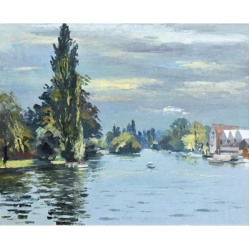 645 - Andre Mack (French, late 20th century), Henley on Thames, oil on canvas, signed lower left, framed, ... 